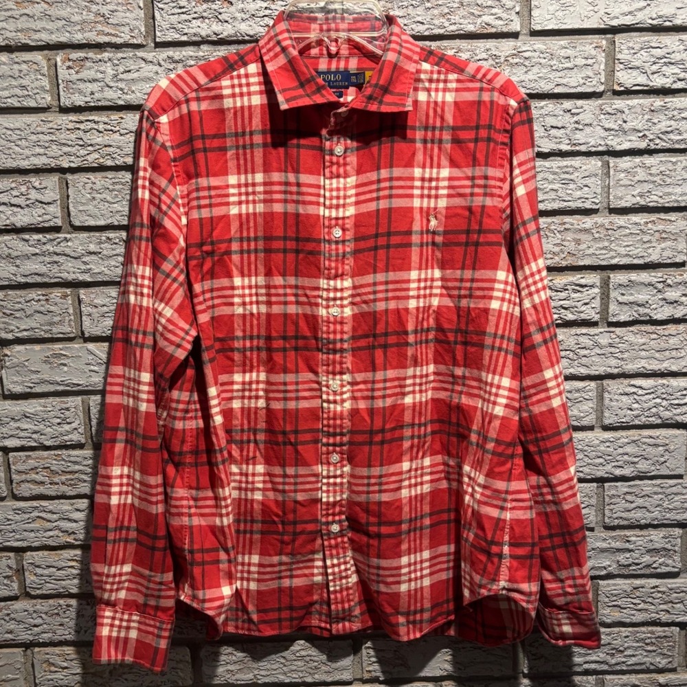 Polo Ralph Lauren Mens XXL Red Plaid Flannel Button Down Classic Fit Cotton